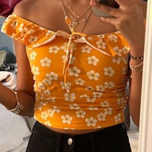 Orange floral shirt